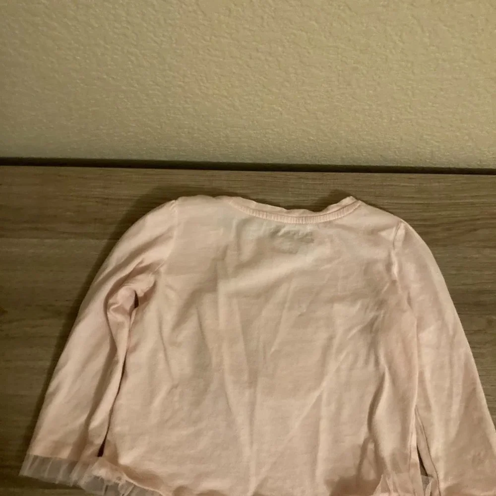 BabyGap Pink Swan Princess Top 18-24 Months Pink Tulle Detail GUC Long Sleeve